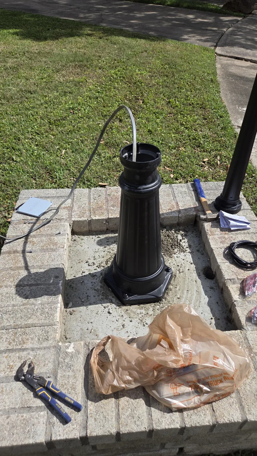 Landscape lamp post installation Houston TX 77071